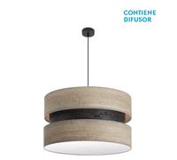 Abrila Colet Negro/Madera Gris - Colgante Moderno 3Xe27 60 Cm