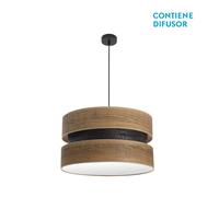 Abrila Colet Negro/Madera Oscura - Colgante Moderno 2Xe27 50 Cm