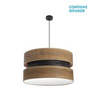 Abrila Colet Negro/Madera Oscura - Colgante Moderno 3Xe27 60 Cm