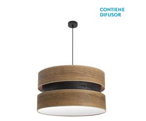 Abrila Colet Negro/Madera Oscura - Colgante Moderno 3Xe27 60 Cm