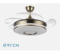 Fabrilamp Ventilador DC Dani 48W 4800 lm LED 3 aspas 6 vel. Remoto Memoria Temporizador Dorado