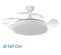 Fabrilamp Ventilador DC Tridente 59W Blanco 4 aspas Mando, temporizador, memoria 3000/4000/6000K