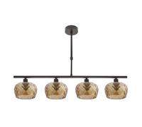 FABRILAMP Lampara Estela 4xe14 Marron Regx75x13 Cm C/tulipas Cristal Tallado Ambar