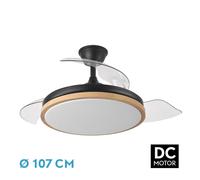 FABRILAMP AKUNADECOR Ventilador Evros L Negro Con Motor Dc Y Aspas Desplegables