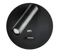 Aplique 3w 4000k giotto redondo negro puerto usb 150lm c/interruptor