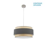 Abrila Kandy Natural/Gris - Colgante Moderno 3Xe27 60 Cm