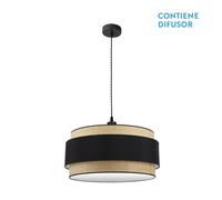 Abrila Kandy Negro / Natural - Colgante Moderno 3Xe27 60 Cm