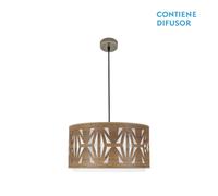 Abrila Katerina Cuero/Madera Oscura - Colgante Moderno 2Xe27 50 Cm