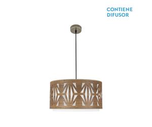 Abrila Katerina Cuero/Madera Oscura - Colgante Moderno 2Xe27 50 Cm