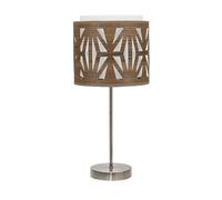 Abrila Katerina Cuero/Madera Oscura - Lámpara Sobremesa Moderno 1Xe14 17 Cm