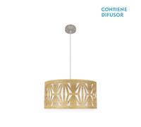 Abrila Katerina Níquel/Madera Clara - Colgante Moderno 2Xe27 50 Cm