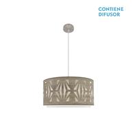Abrila Katerina Níquel/Madera Gris - Colgante Moderno 2Xe27 50 Cm