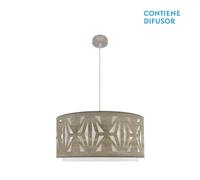 Abrila Katerina Níquel/Madera Gris - Colgante Moderno 3Xe27 60 Cm
