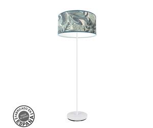 Abrila lampara de pie modelo argel azul con pantalla decorativa hojas