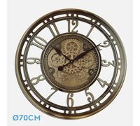 FABRILAMP Reloj de Pared MESINA Bronce 70x70x8 cm Engranajes con Movimiento
