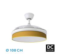 Abrila Moda Blanco/Amarillo - Ventilador De Techo Aspas Retráctiles 72 W