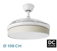 Abrila - ventilador dc moda - color blanco con tres aspas desplegables