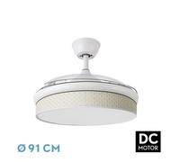 Abrila Moda Blanco/Cañizo Blanco - Ventilador De Techo Aspas Retráctiles 72 W F