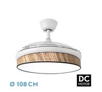 Abrila Moda Blanco/Cañizo Oscuro - Ventilador De Techo Aspas Retráctiles 72 W