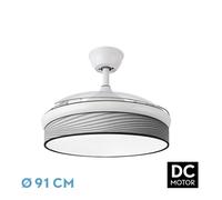 Abrila Moda Blanco/Surco Gris - Ventilador De Techo Aspas Retráctiles 72 W F