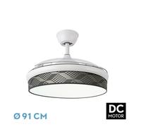 Abrila Moda Blanco/Tetris Gris - Ventilador De Techo Aspas Retráctiles 72 W F