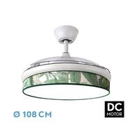 Abrila Moda Blanco / Verde - Ventilador De Techo Aspas Retráctiles 72 W