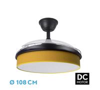 Abrila Moda Negro/Amarillo - Ventilador De Techo Aspas Retráctiles 72 W