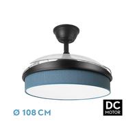 Abrila Moda Negro/Azul - Ventilador De Techo Aspas Retráctiles 72 W