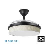 Abrila Moda Negro/Cañizo Blanco - Ventilador De Techo Aspas Retráctiles 72 W