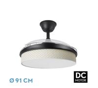 Abrila Moda Negro/Cañizo Blanco - Ventilador De Techo Aspas Retráctiles 72 W F