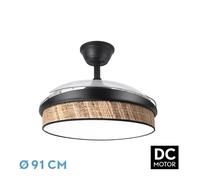 Abrila Moda Negro/Cañizo Oscuro - Ventilador De Techo Aspas Retráctiles 72 W F