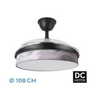 Abrila Moda Negro/Ola Gris - Ventilador De Techo Aspas Retráctiles 72 W