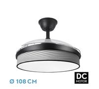Abrila Moda Negro/Surco Gris - Ventilador De Techo Aspas Retráctiles 72 W