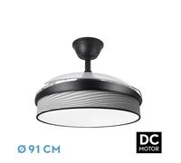 Abrila Moda Negro/Surco Gris - Ventilador De Techo Aspas Retráctiles 72 W F
