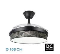 Abrila Moda Negro/Tetris Gris - Ventilador De Techo Aspas Retráctiles 72 W