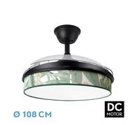 Abrila Moda Negro/Verde - Ventilador De Techo Aspas Retráctiles 72 W