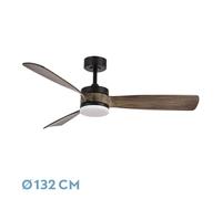 FABRILAMP Ventilador Dc Oriente 26w Negro 3 Aspas Roble 132d 6vel 3colores 2950lm Remoto,memoria,temporizador
