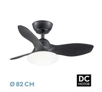 Abrila - Ventilador DC PARAMO | Negro con tres Aspas| con 6 Velocidades Ajustables | 3 Temperaturas de Luz Seleccionables | Mando a Distancia Incluido