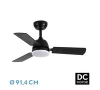 Abrila Portico Negro/Negro-Negro/Gris - Ventilador De Techo Aspas Normales 20 W E