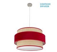 Abrila Reyes Níquel/Natural-Rojo - Colgante Moderno 3Xe27 60 Cm