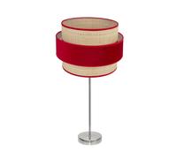 Abrila Reyes Níquel/Natural-Rojo - Lámpara Sobremesa Moderno 1Xe27 30 Cm