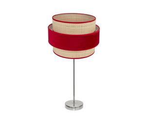 Abrila Reyes Níquel/Natural-Rojo - Lámpara Sobremesa Moderno 1Xe27 30 Cm
