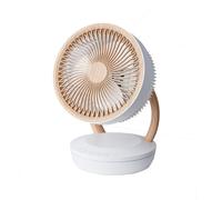 Abrila Ruiseñor Blanco-Madera 45W - Ventilador De Sobremesa 3 Aspas