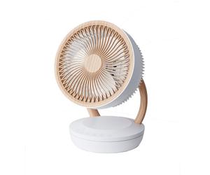 Abrila Ruiseñor Blanco-Madera 45W - Ventilador De Sobremesa 3 Aspas