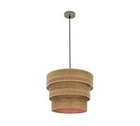 Abrila Smile Cuero/Madera Oscura - Colgante Moderno 1Xe27 40 Cm