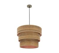 Abrila Smile Cuero/Madera Oscura - Colgante Moderno 3Xe27 50 Cm