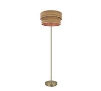 Abrila Smile Cuero/Madera Oscura - Lámpara Pie Salón Moderno 1Xe27