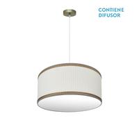 Abrila Soprano Cuero / Beige - Colgante Clásico 2Xe27 50 Cm