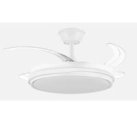 ABRILA Ventilador DC TEMPANO Blanco, 3 aspas desplegables, 6 vel., 3 tonos de luz, mando a distancia