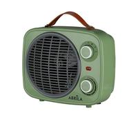 ABRILA - Termoventilador Hoguera 2000W Verde/Gris con 2 Potencias y 3 Funciones | Termostato Regulable y Triple Sistema de Seguridad | Diseño Vintage | Fácil Transporte
